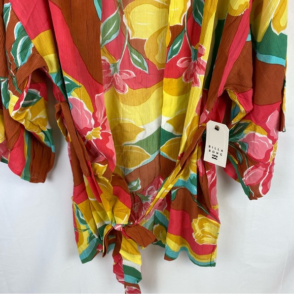 Billabong Love Land Floral Open Cardigan Kimono Beach Cover Up Size M / L - Picture 5 of 11